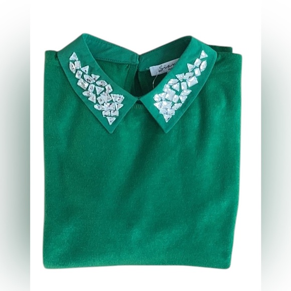 Sioni Women’s Embellished Collar Sweater New Kelly Green Small - Picture 8 of 11